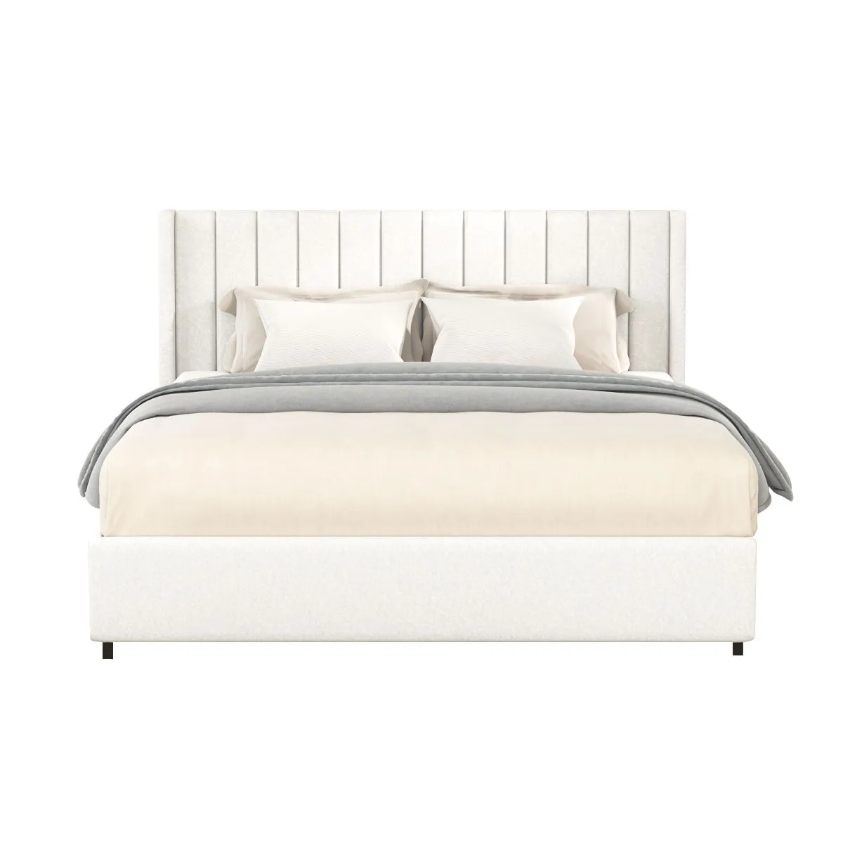 Anda - Boucle Upholstered Platform Bed With Patented Drawers Storage - Ivory by Couch.com
