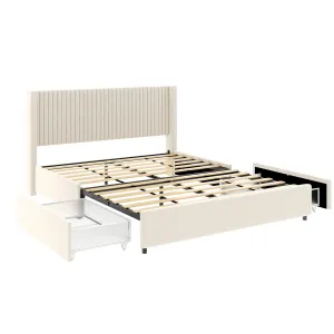 Anna - Upholstered Wingback Platform Bed With 4 Drawers Storage by Couch.com