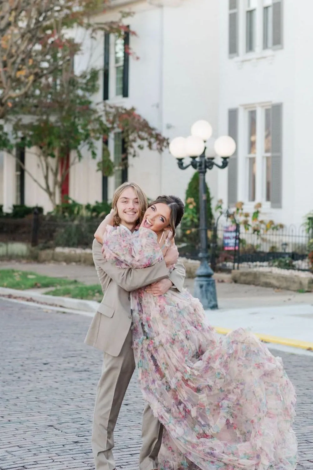 Cute High-Low Sweetheart Floral Printed Fairy Prom Dress