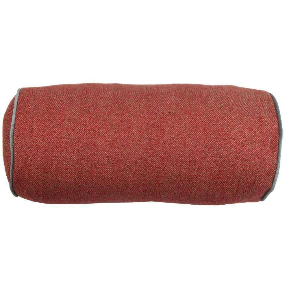 Deluxe Herringbone Red Bolster Pillow 45cm x 20cm