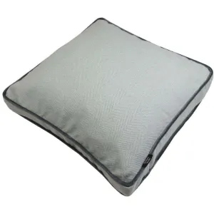 Deluxe Large Herringbone Duck Egg Blue Box Cushion 50cm x 50cm x 5cm