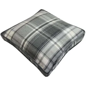 Deluxe Large Tartan Charcoal Grey Box Cushion 50cm x 50cm x 5cm