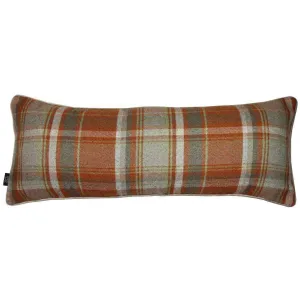 Deluxe Tartan Burnt Orange   Grey Bed Pillow
