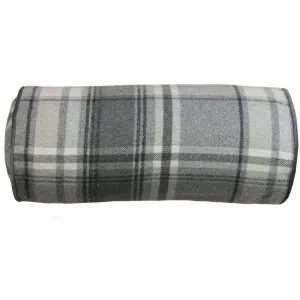 Deluxe Tartan Charcoal Grey Bolster Pillow 45cm x 20cm