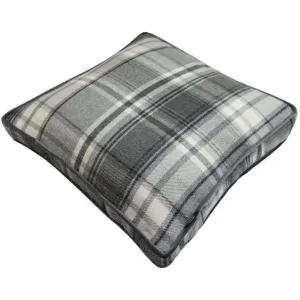Deluxe Tartan Charcoal Grey Box Cushion 43cm x 43cm x 3cm