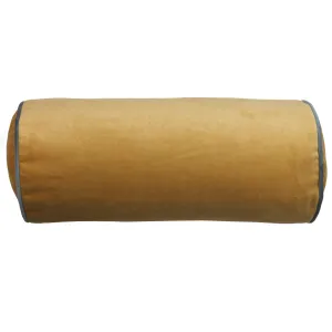 Deluxe Velvet Yellow   Grey Bolster Pillow 45cm x 20cm
