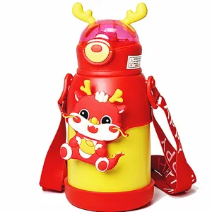 Orange Lucky Dragon theme Kids Water Bottle, 500ml