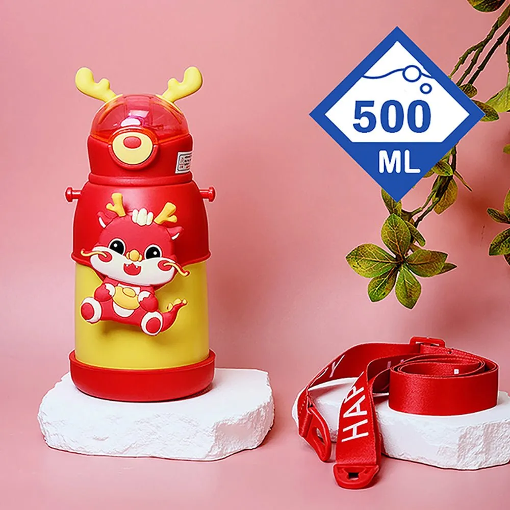 Orange Lucky Dragon theme Kids Water Bottle, 500ml