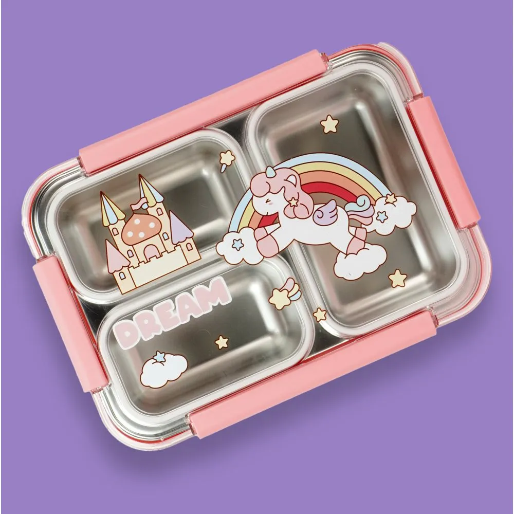 Princess Magic stainless Steel Kids Tiffin/ Lunch Box with matching Mint Green Lunch Bag