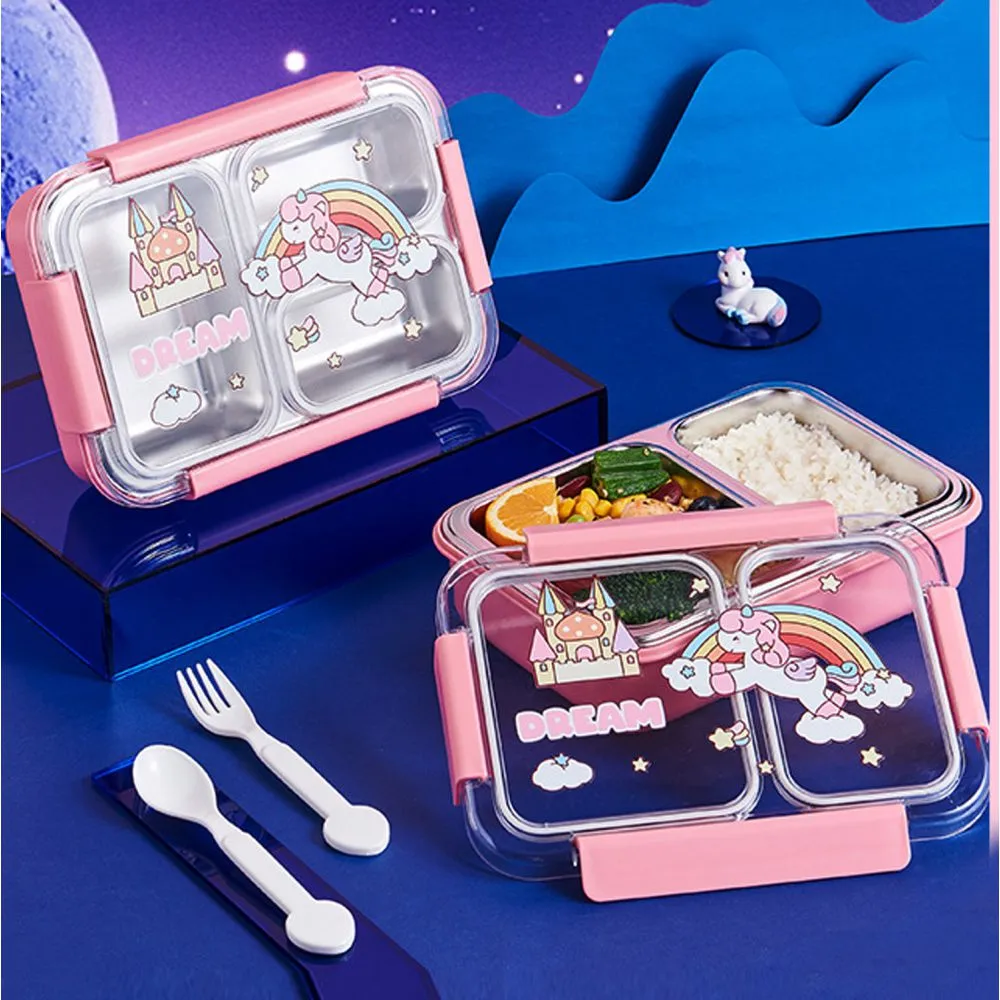 Princess Magic stainless Steel Kids Tiffin/ Lunch Box with matching Mint Green Lunch Bag